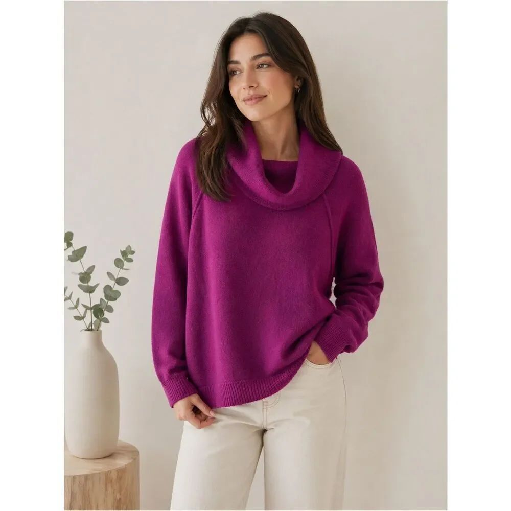Free People Magenta Cowl Neck Sweater